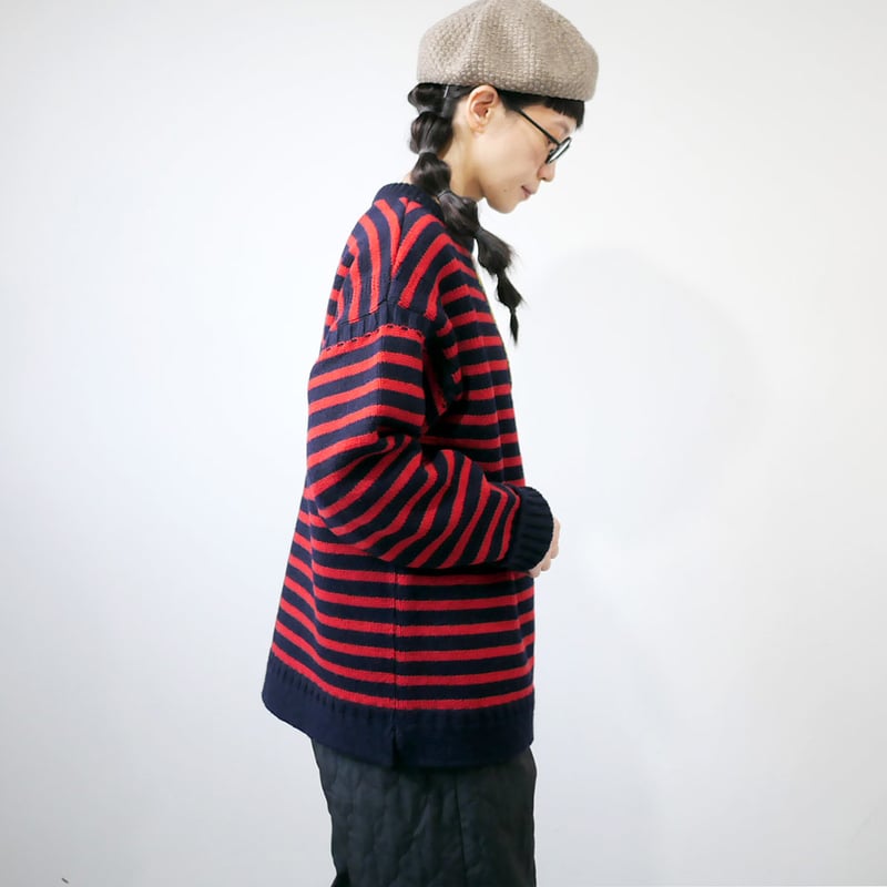 dahl'ia ｜ダリア ｜ ノルディックボーダー ニット｜DKT-179｜NAVY /RED