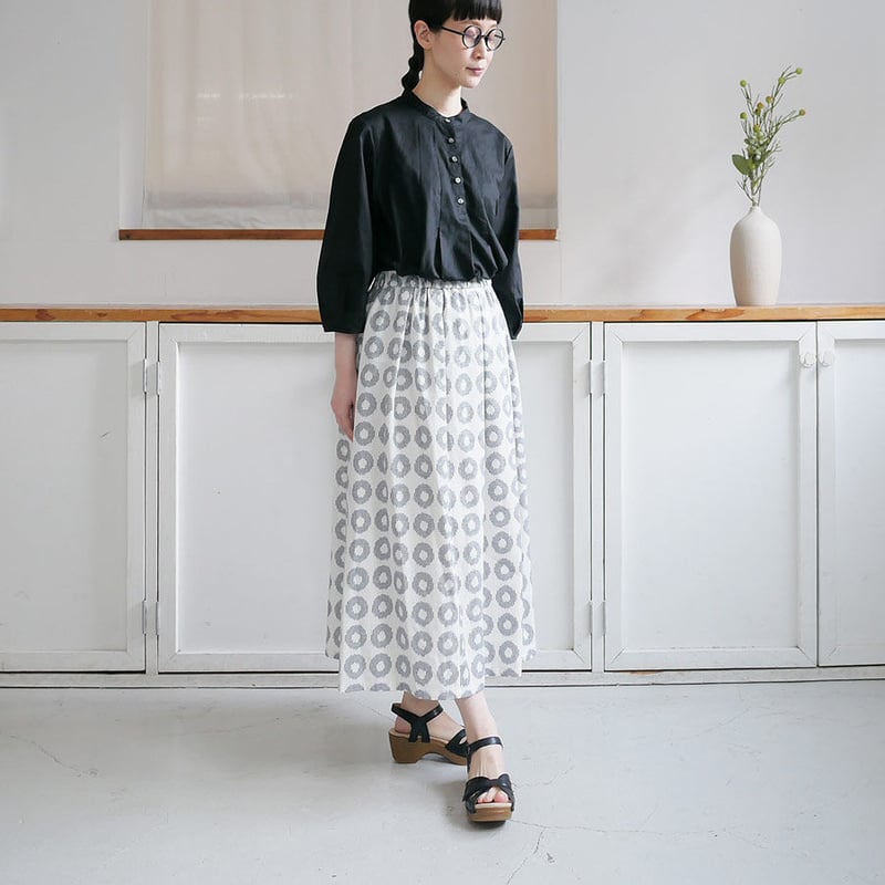 久留米かすり　　スカート 久留米かすり｜絣フレアスカート ｜ドーナツ｜GOUACHE FUKUOKA