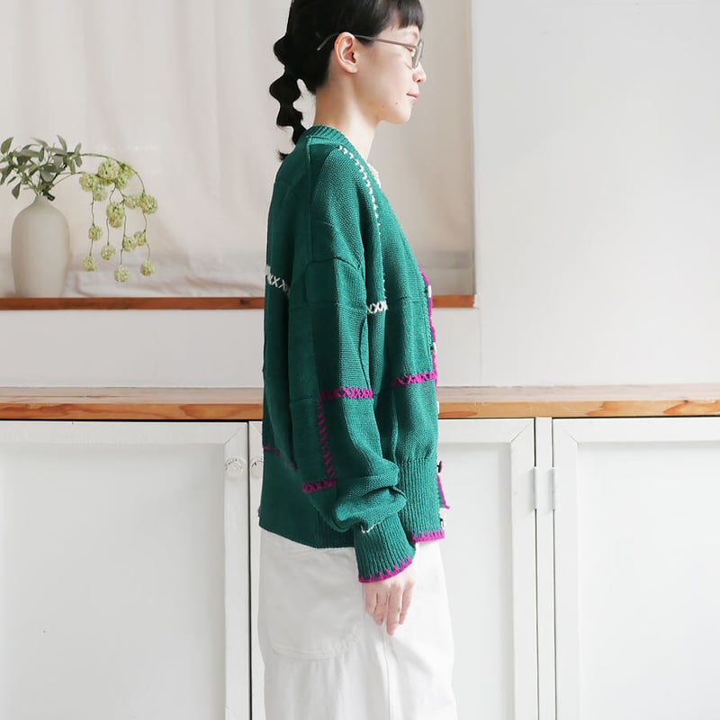 COOHEM| コーヘン | STITCH WORK KNIT CARDIGAN｜ステッチワー