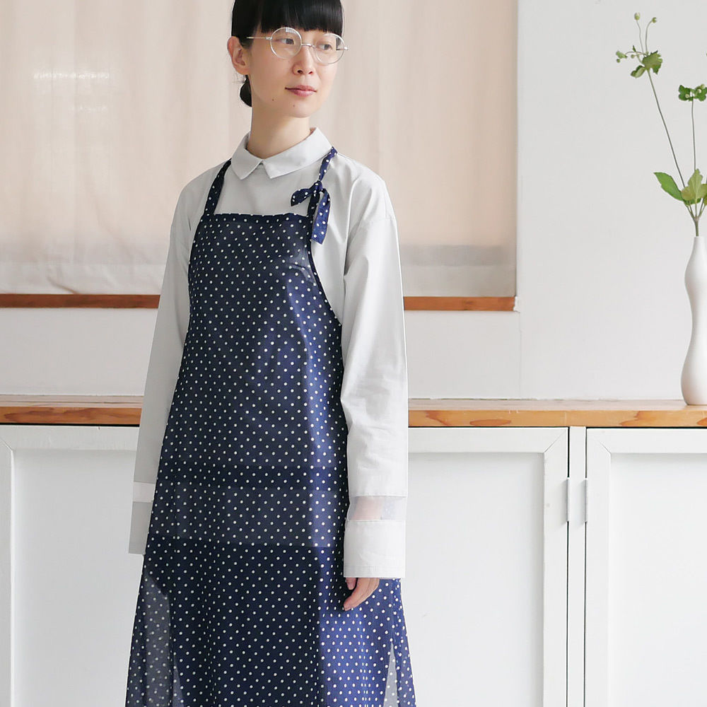 g｜glam｜グラム｜コットンシフォンドットエプロン｜BLACK・NAVY｜g
