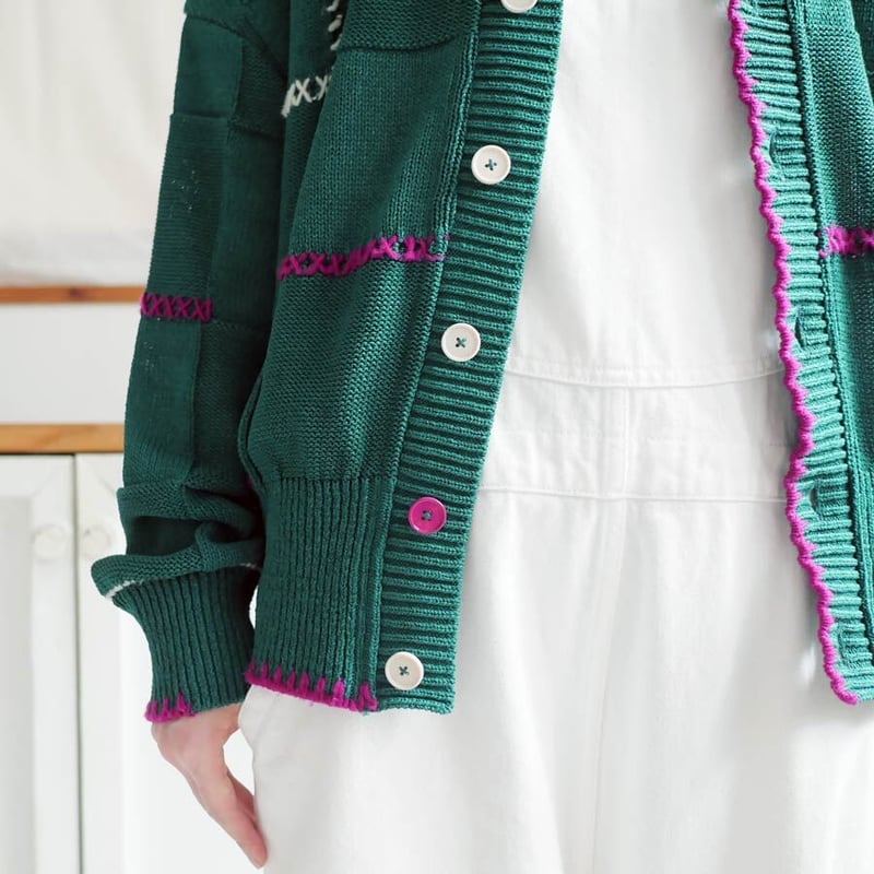 トップス COOHEM STITCH WORK KNIT C/D COOHEM STITCH WORK KNIT C/D