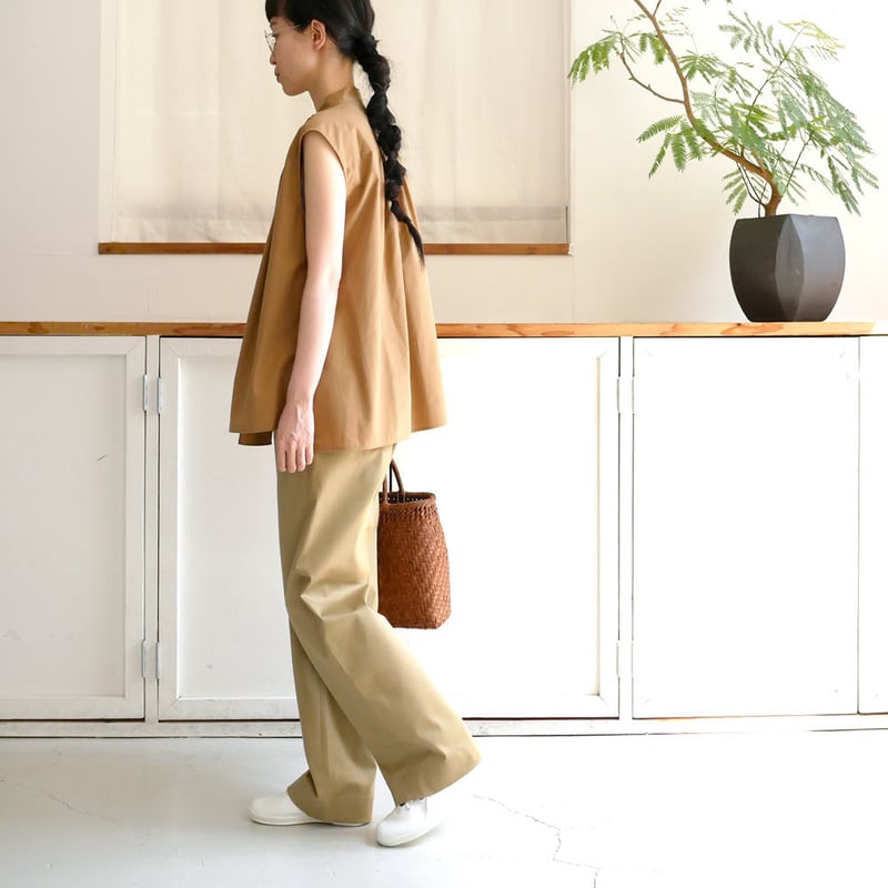 SACRA｜サクラ ｜ボウタイ ノースリーブ ブラウス｜120215031｜BEIGE
