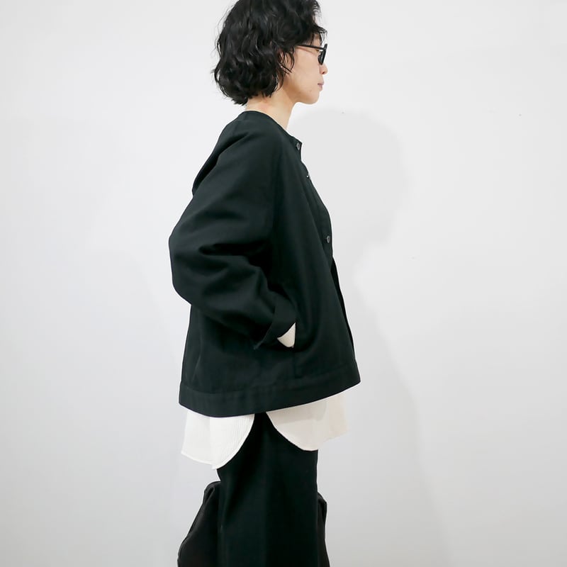 【美品✨】フィルマム firmum コットン×ナイロンノーカラージャケット FIRMUM - コットン ヘヴィータイプライター ノーカラージャケット [SO