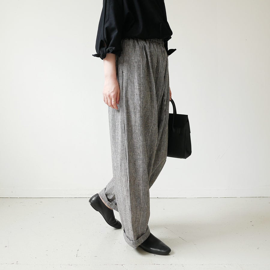 久留米かすり｜kasuri wide pants｜絣ワイドパンツ ｜グレンチェック