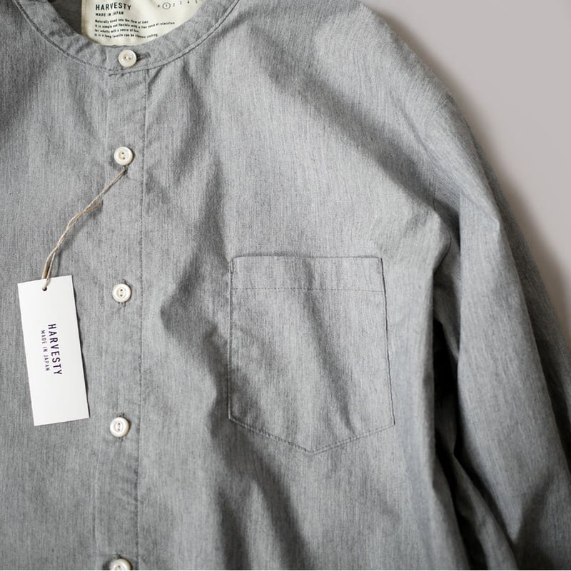 【美品】HARVESTY ハーベスティ　長袖シャツ　ロングシャツ　バンドカラー HARVESTY｜ハーベスティ | BAND COLLAR SHIRTS TRAVEL CLO