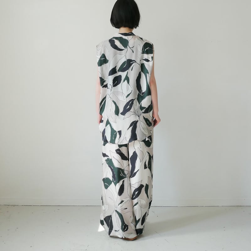 SACRA｜サクラ ｜リーフ柄ワイドパンツ｜MODERN LEAVES PANTS｜12621