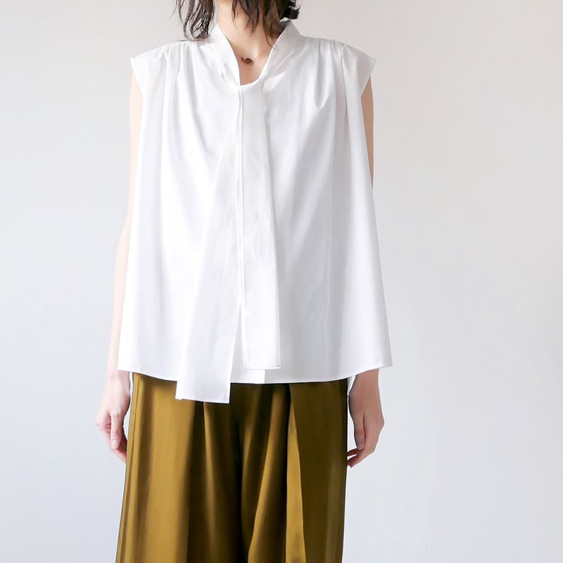 SACRA｜サクラ ｜ボウタイ ノースリーブ ブラウス｜120215031｜WHITE