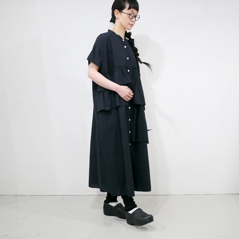 dahl'ia | ダリア |ティアードラッフルワンピース｜BLACK ｜DOP