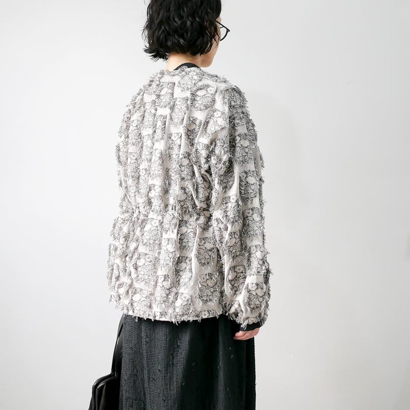 qiri ｜キリ｜花野風jacquard ブラウス｜クロ | GOUACHE FUKUOKA