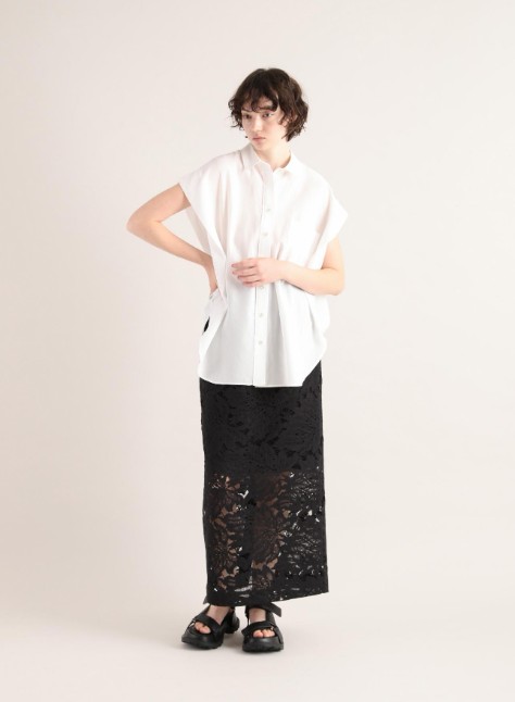 SACRA｜サクラ ｜SHRINK GABARDINE SHIRT｜125217071｜BLA
