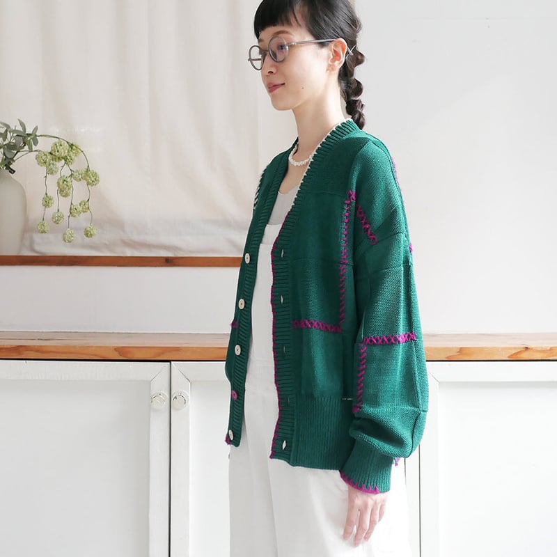 COOHEM| コーヘン | STITCH WORK KNIT CARDIGAN｜ステッチワー
