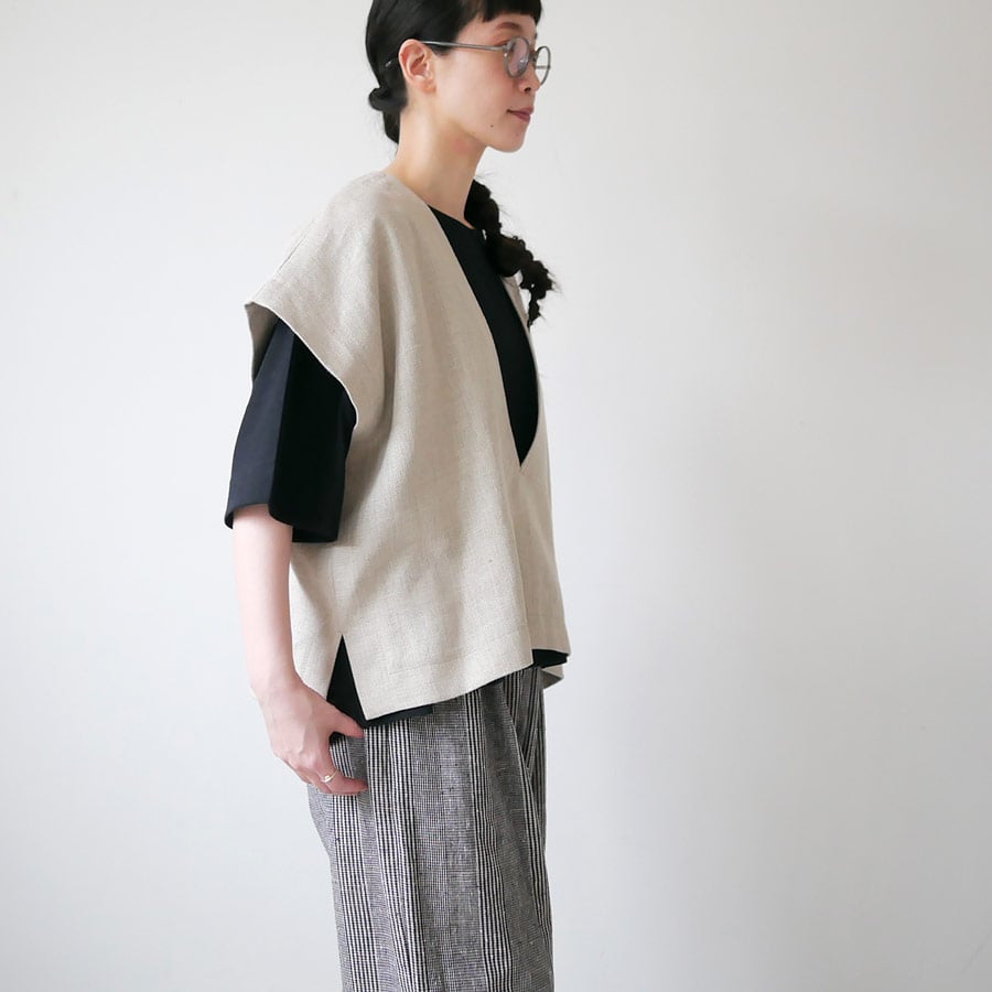 SACRA|サクラ |RUSTIC LINEN TOP|125218071|ASH BEIGE SACRA|サクラ |RUSTIC LINEN TOP|125218071|ASH BEIGE