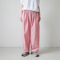 久留米かすり｜kasuri wide pants｜絣ワイドパンツ ｜細縞ピンク｜GOUACHE FUKUOKA