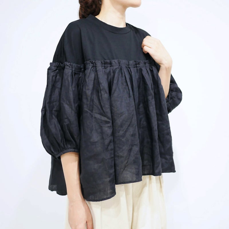 ♡universal sevenコンボギャザーブラウス♡ UNIVERSAL SEVEN｜UNIVERSAL TISSU｜コンボギャザーブラウス｜BLA