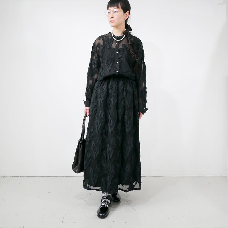 qiri ｜キリ｜tulip lace jacquard スカート｜Black | GOUAC