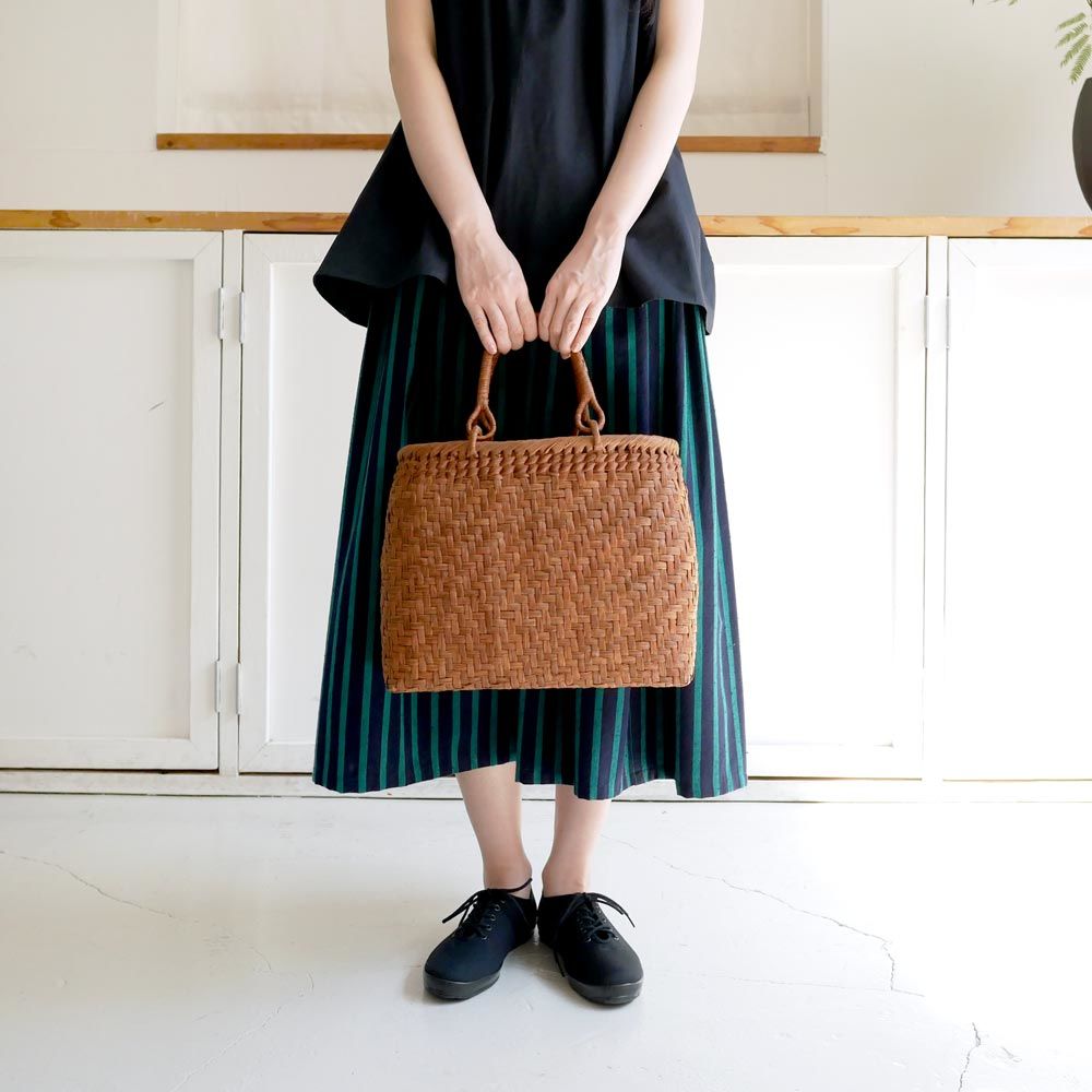 山ぶどう｜山葡萄｜かごバッグ｜やまぶどう籠削丸リング手(中