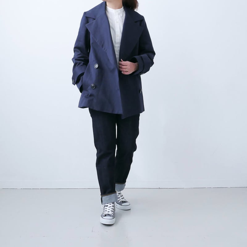 やぽ様36ジャケット SACRA｜サクラ ｜ビッグカラーダブルボタンジャケット｜ NAVY