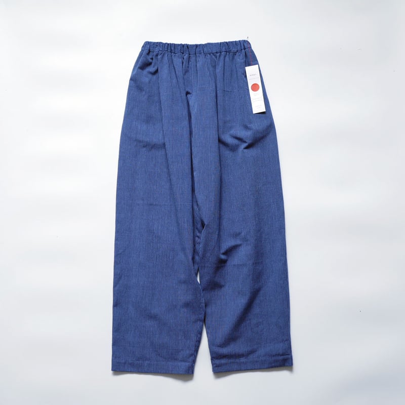 久留米かすり｜kasuri wide pants｜絣ワイドパンツ ｜羽縞青｜GOUACHE F