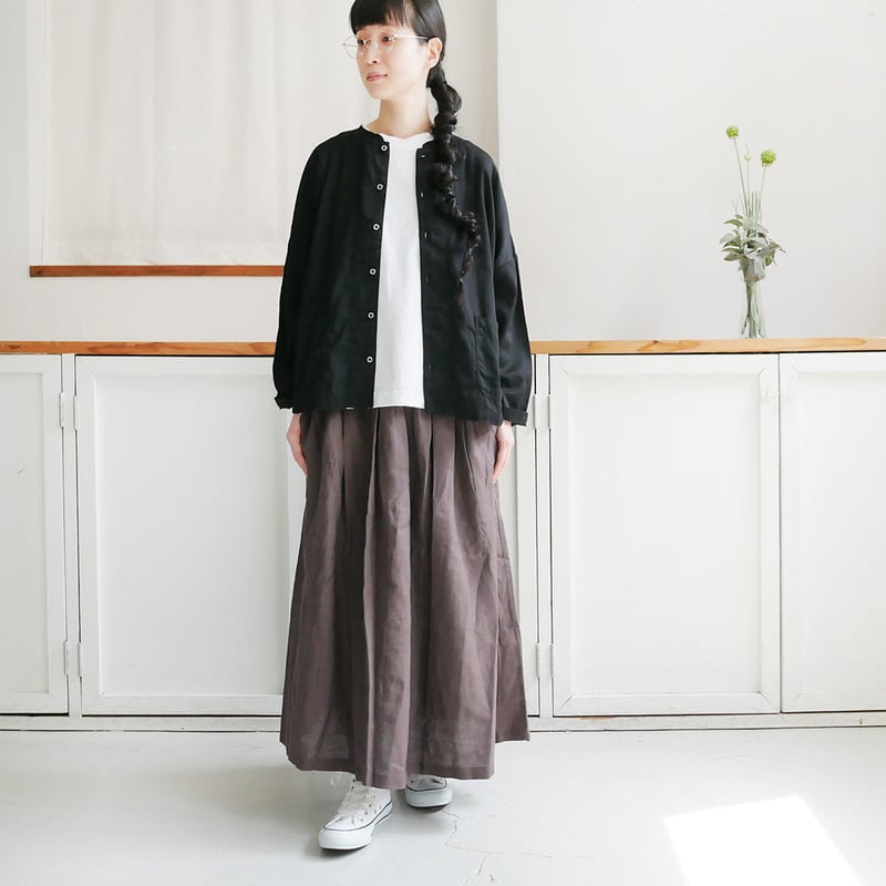 Baserange リネン ロングスカート ベージュ ブラウン BASERANGE ベースレンジ ロングスカート VENN SKIRT SSVE WS