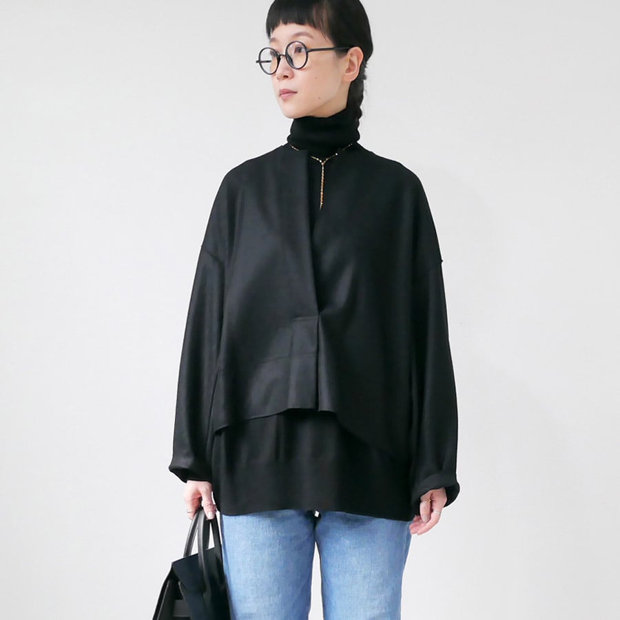 SACRA｜サクラ ｜RING MILLED WOOL TOP｜124620071｜BLACK
