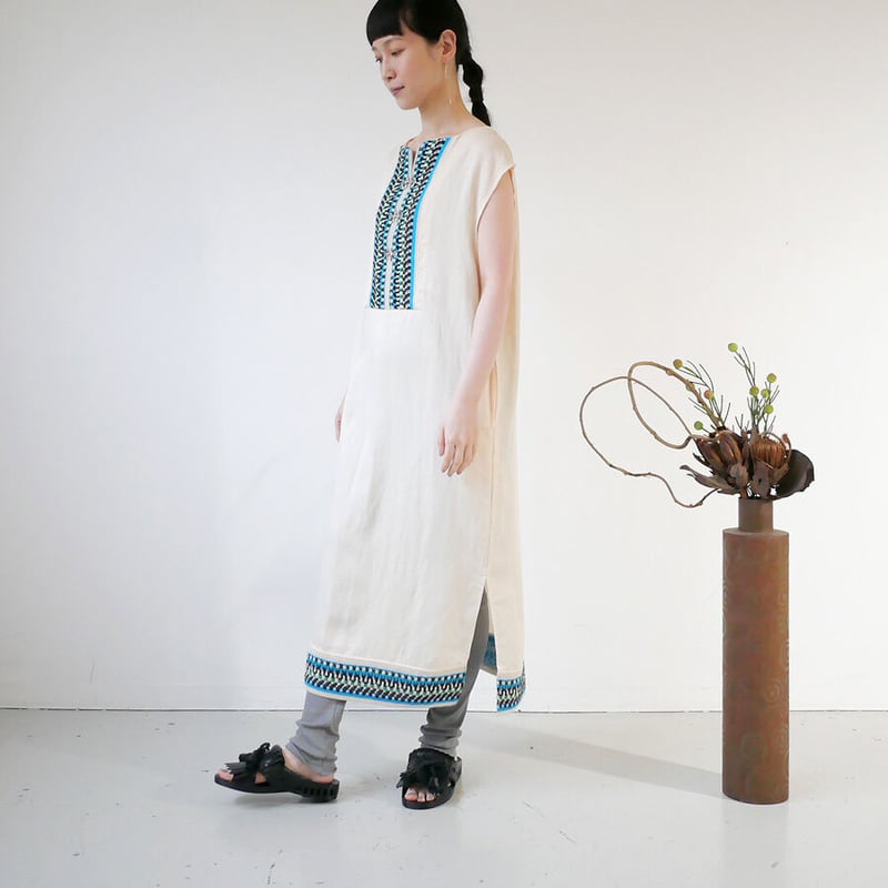 coohem*ボーダー/ツィード/ワンピース*日本製*コーヘン COOHEM| コーヘン | BOHEMIAN KNIT DETAIL ONE-PIECE｜1