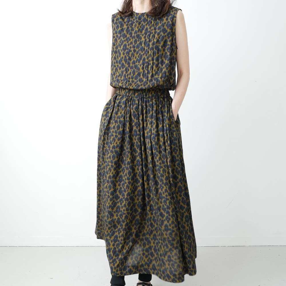 SACRA　ジオメトリックレオパードワンピース　ノースリーブ　ウエストゴム　38 fit=scale-down,w=1200