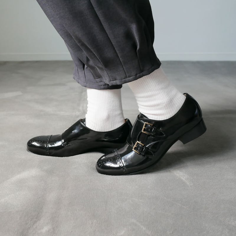 SHOEISM ダブルモンクストラップ 黒 26.5〜27cm SHOEISM 12112R [UTip Double Monk Strap] BLACK CALF | SHOEISM