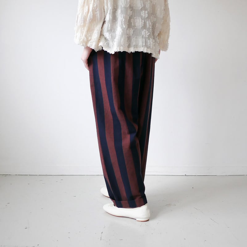 久留米かすり｜kasuri wide pants｜絣ワイドパンツ ｜大縞