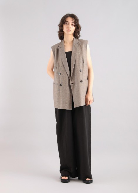 SACRA｜サクラ ｜LINEN COTTON CHAMBRAY GILET|12510606