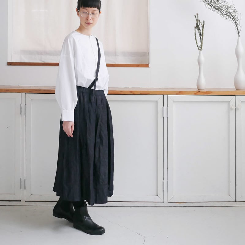 グラム g ＊コットンリネンタックワンショルダーデニムスカート g｜グラム｜ライトデニムワンショルダーデニムスカート｜INDIGO｜g