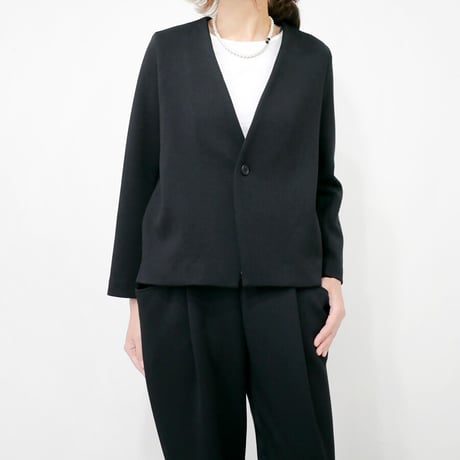 GOUACHE｜ ガッシュ｜ダブルエアーノーカラー1BTNショートジャケット｜621200944｜BLACK