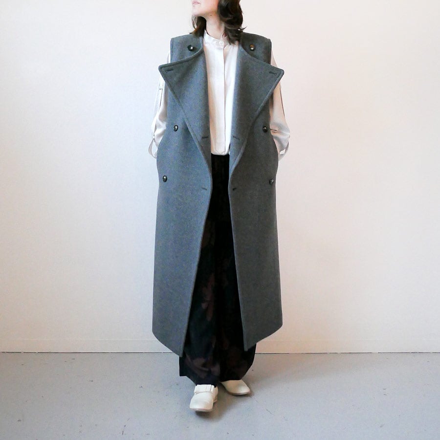 SACRA LIGHT MELTON GILET グレー ジレ ベスト サクラ SACRA サクラ｜SUPERIOR LAMBS MELTON GILET｜12450406