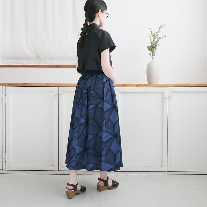久留米かすり｜絣フレアスカート ｜石畳｜GOUACHE FUKUOKA | GOUACHE F