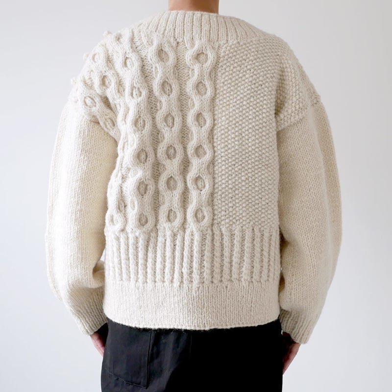 YETI ハンドニットカーディガン　手編み　ヴィンテージ ケーブルニット 楽天市場】手編み 60s イタリア製 Vネック ウール モヘア