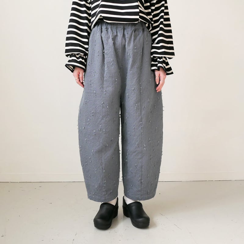 新品 Qiri kantha ジャカード イージーパンツ 刺し子 刺繍 新品 Qiri