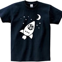 宇宙へ行く猫シンプルver　Tシャツ【ネイビー】