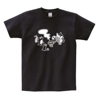 酒とサンマとネコとペンギン　Tシャツ【ネイビー】