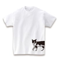 横っ腹に猫　Tシャツ【ホワイト】