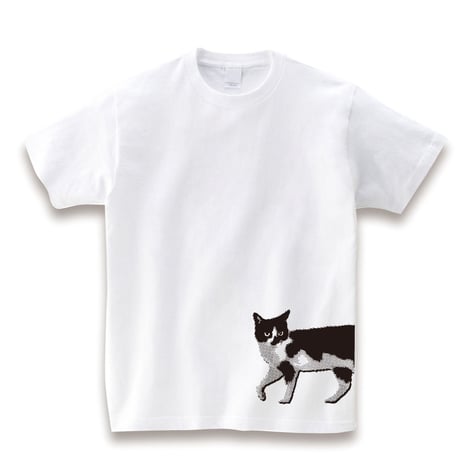 横っ腹に猫　Tシャツ【ホワイト】