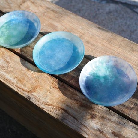 glass rim plate "blue green"