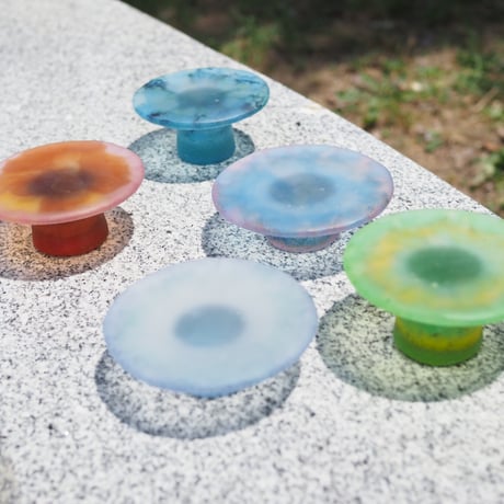 glass compote "algae blue"