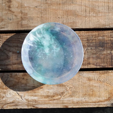 glass rim plate "purple green"