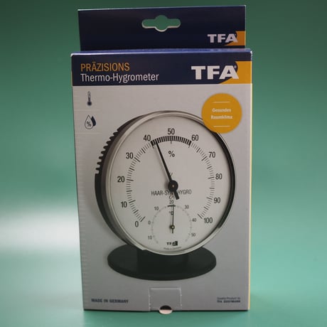 Analogue thermo-hygrometer with metal ring