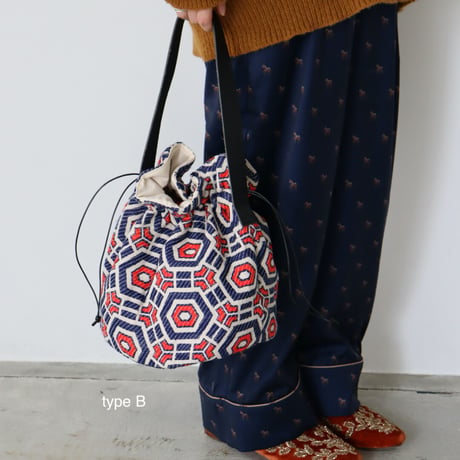 INDIA ジャガード巾着バッグ