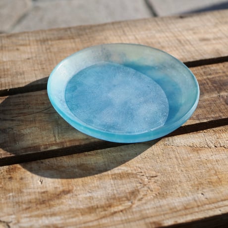 glass rim plate "aqua blue"