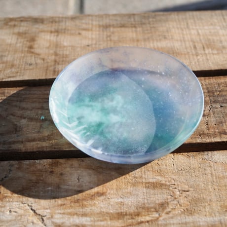 glass rim plate "purple green"