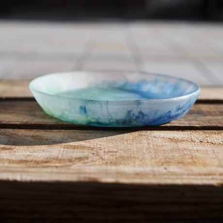 glass rim plate "blue green"