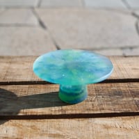 glass compote "blue green"