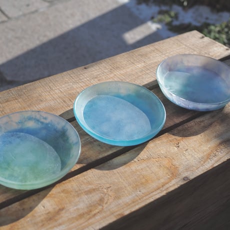 glass rim plate "blue green"