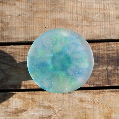 glass compote "blue green"